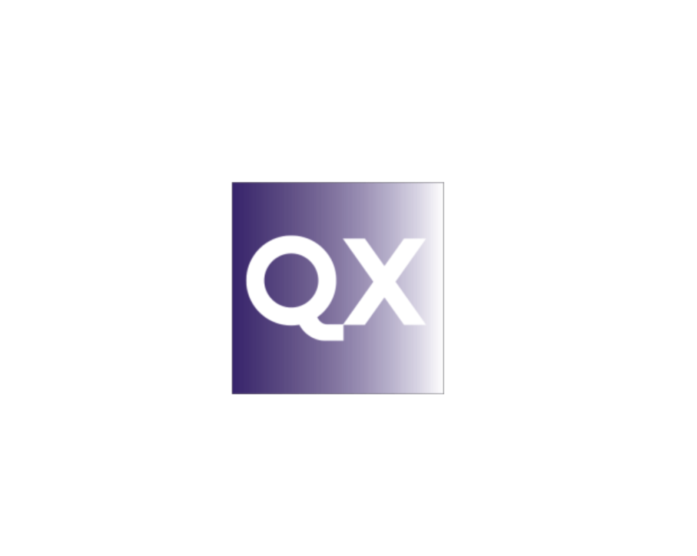 The QuantumX logo in purple.